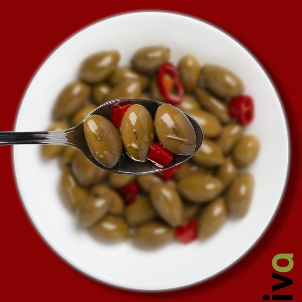 Traiškytos aštrios žaliosios alyvuogės su kauliukais - Image 2